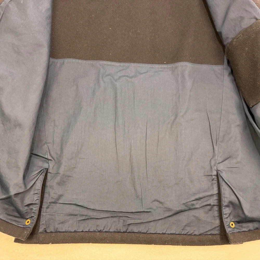 VTG Polo Ralph Lauren Wool Coat Men‎ L Black Pea Coat Full Zip Lined Snap Vent